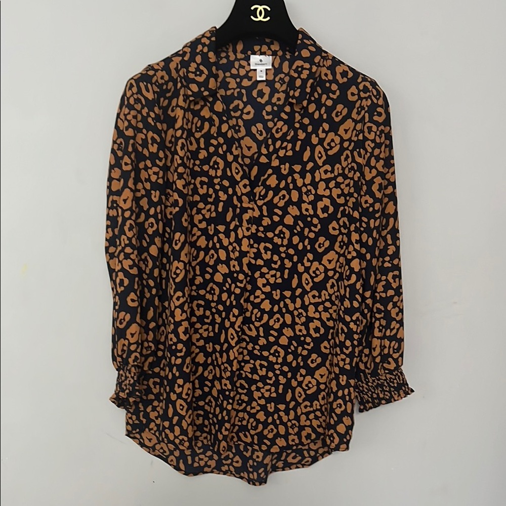 Dressbarn Leopard Print 3/4 Sleeve Blouse